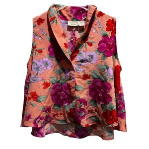 Victoria's Secret Gold Label Top Small Multicolor Floral Sleeveless Vintage 80s